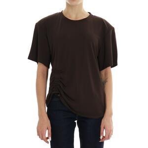 T-SHIRT ARRICCIATA MARRONE